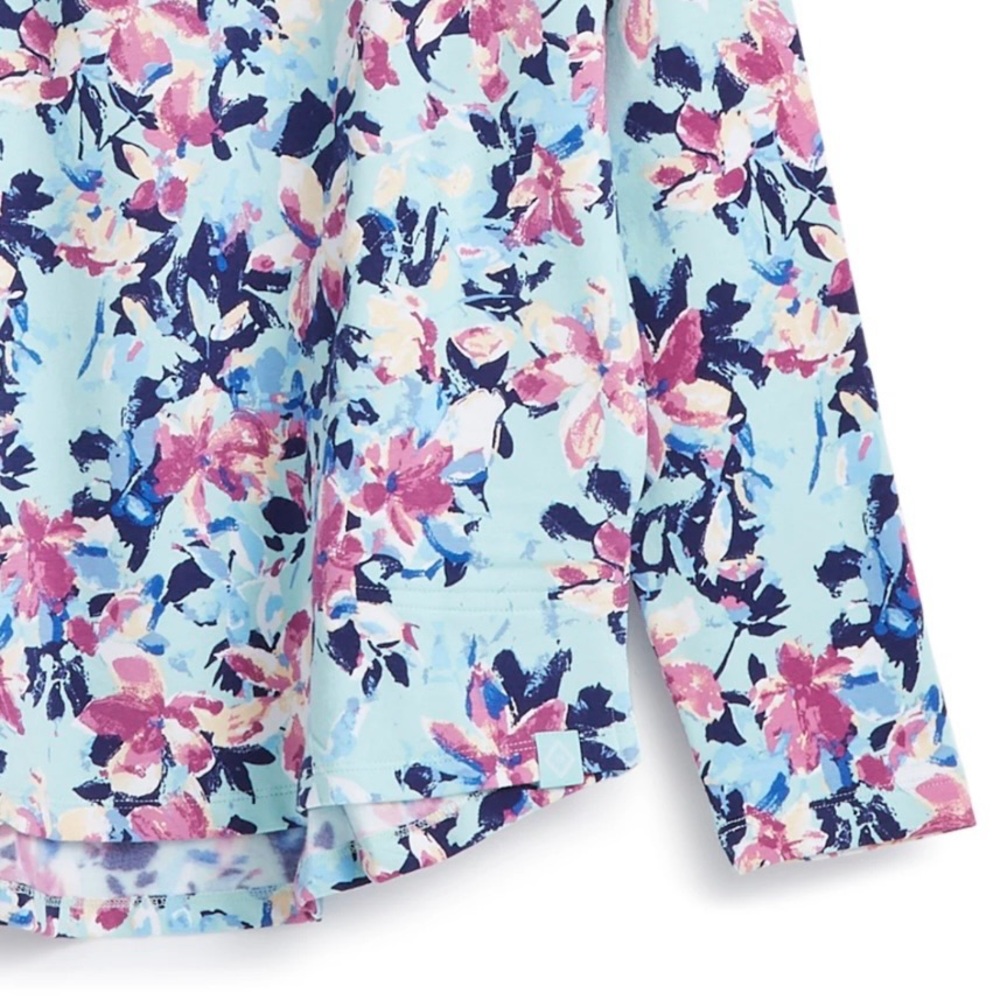 Vera Bradley French Terry Quarter-Zip Pullover in Blue and Pink Floral - X-Large - Picture 11 of 11
